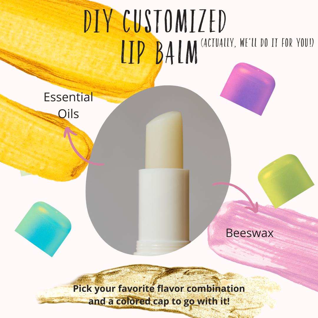Customized Lip Balm Image. Essential Oils, Beeswax and Various Colors Make this A Unique Experience